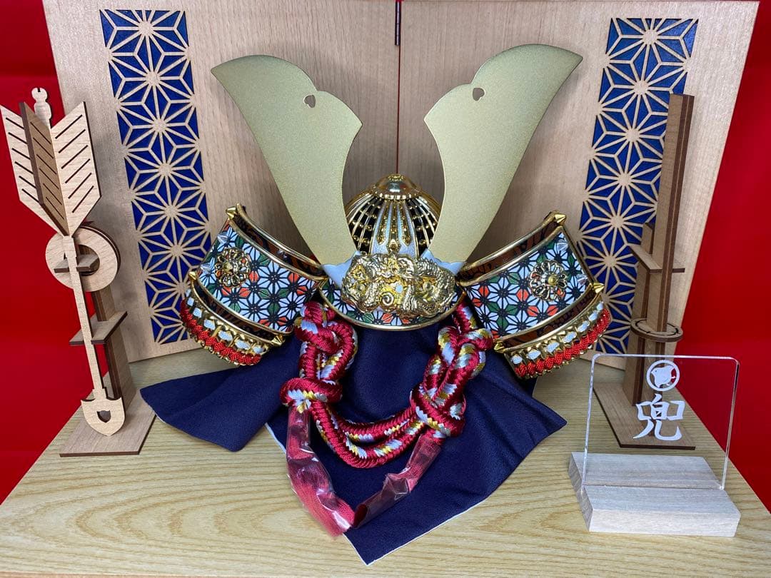 五月人形　兜飾り白木収納セット・コンパクトサイズ