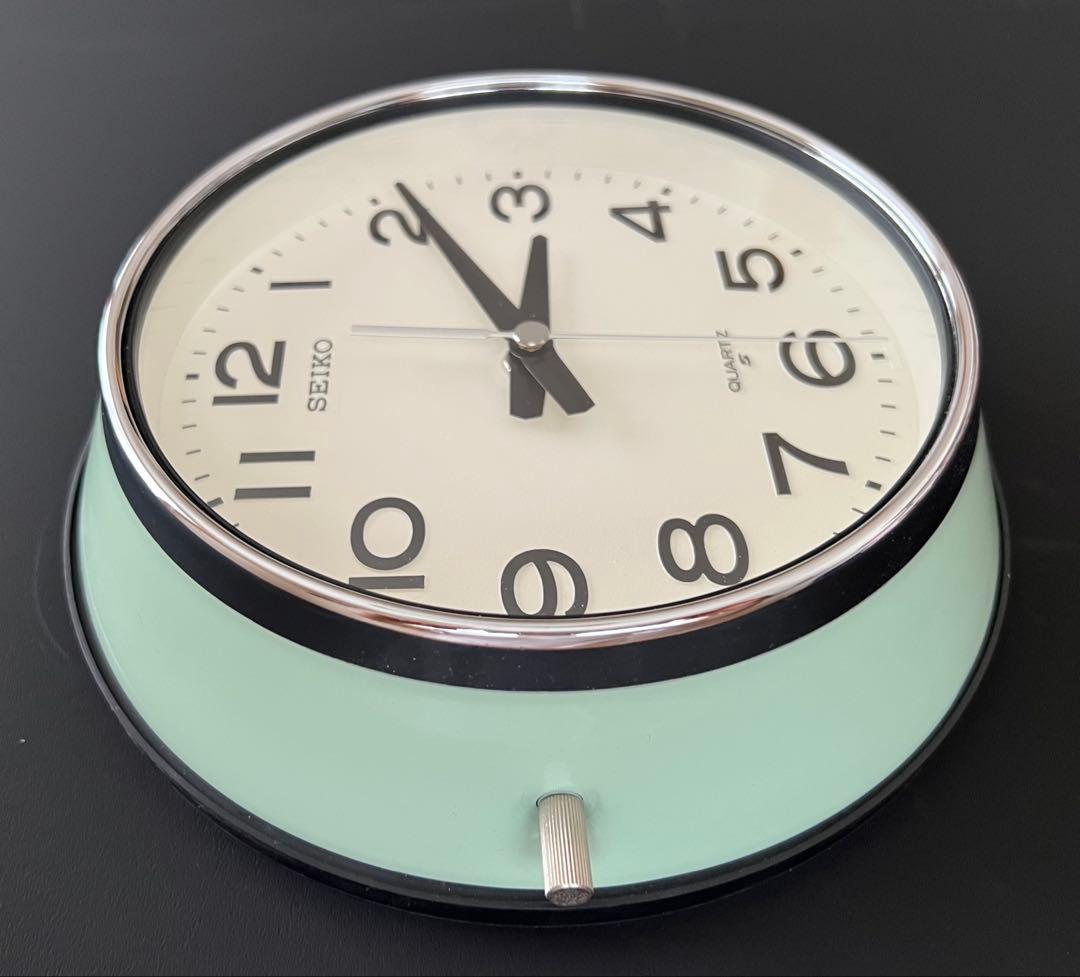 SEIKO 防塵型クォーツ壁掛時計 KS474M 船舶時計 グリーン 動作品