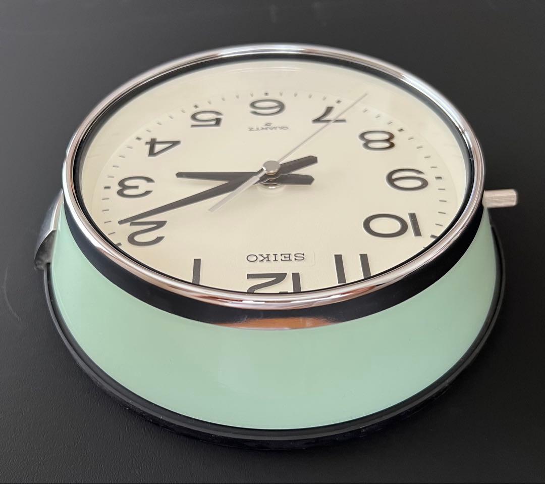 SEIKO 防塵型クォーツ壁掛時計 KS474M 船舶時計 グリーン 動作品