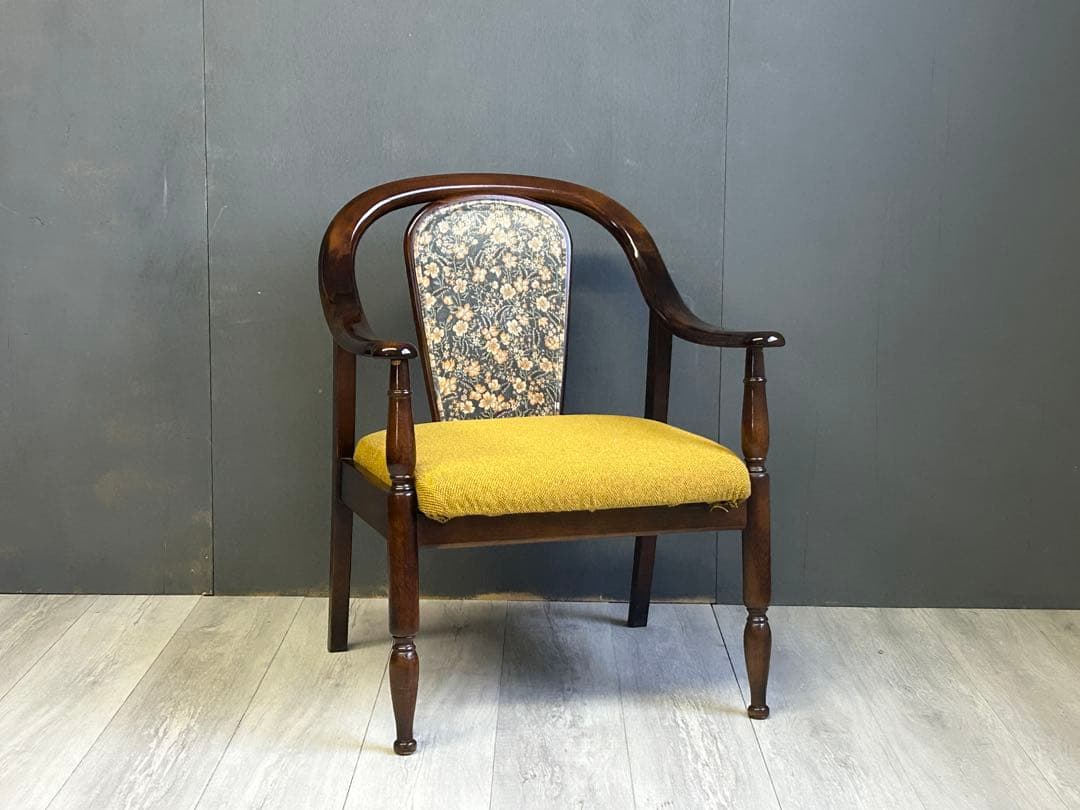 リメイク品　尾州生地　イエロー座面　カリモク　コロニアル　アームソファ　NI