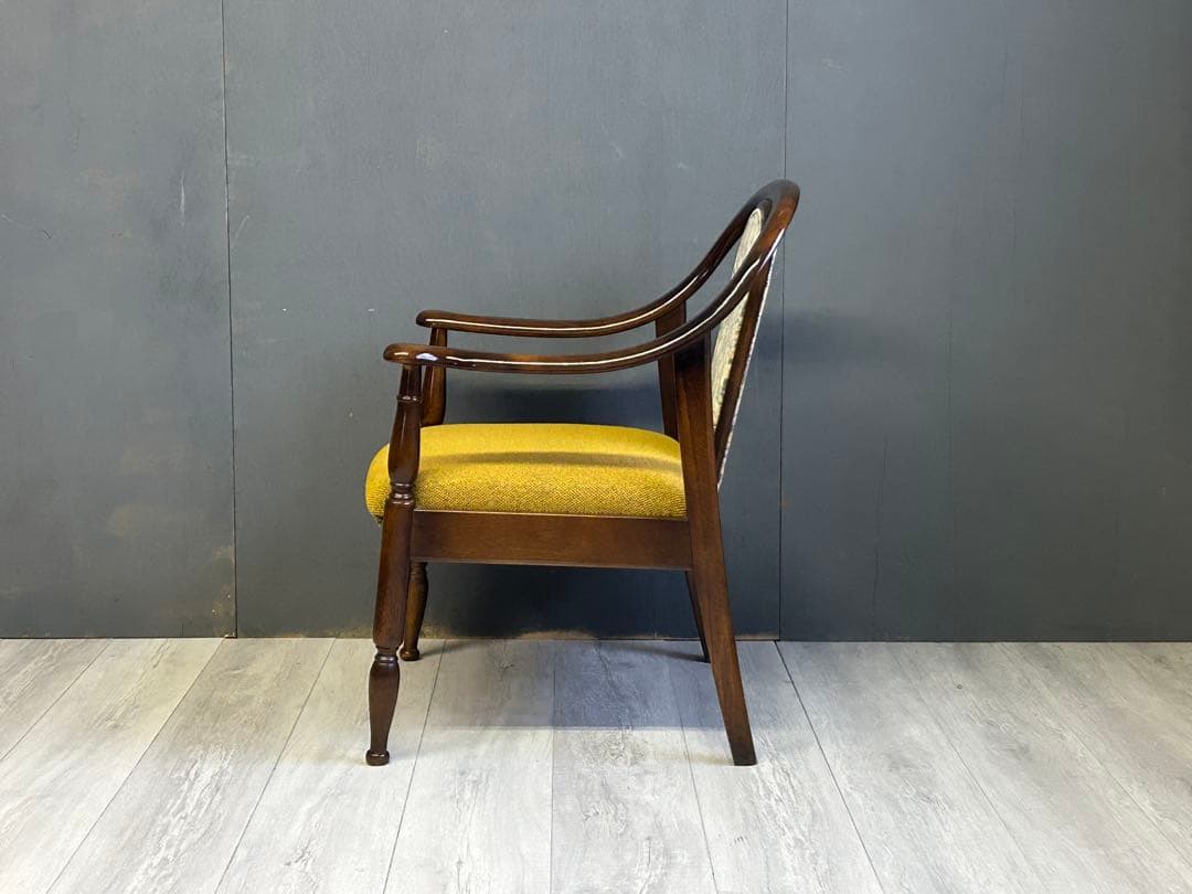 リメイク品　尾州生地　イエロー座面　カリモク　コロニアル　アームソファ　NI