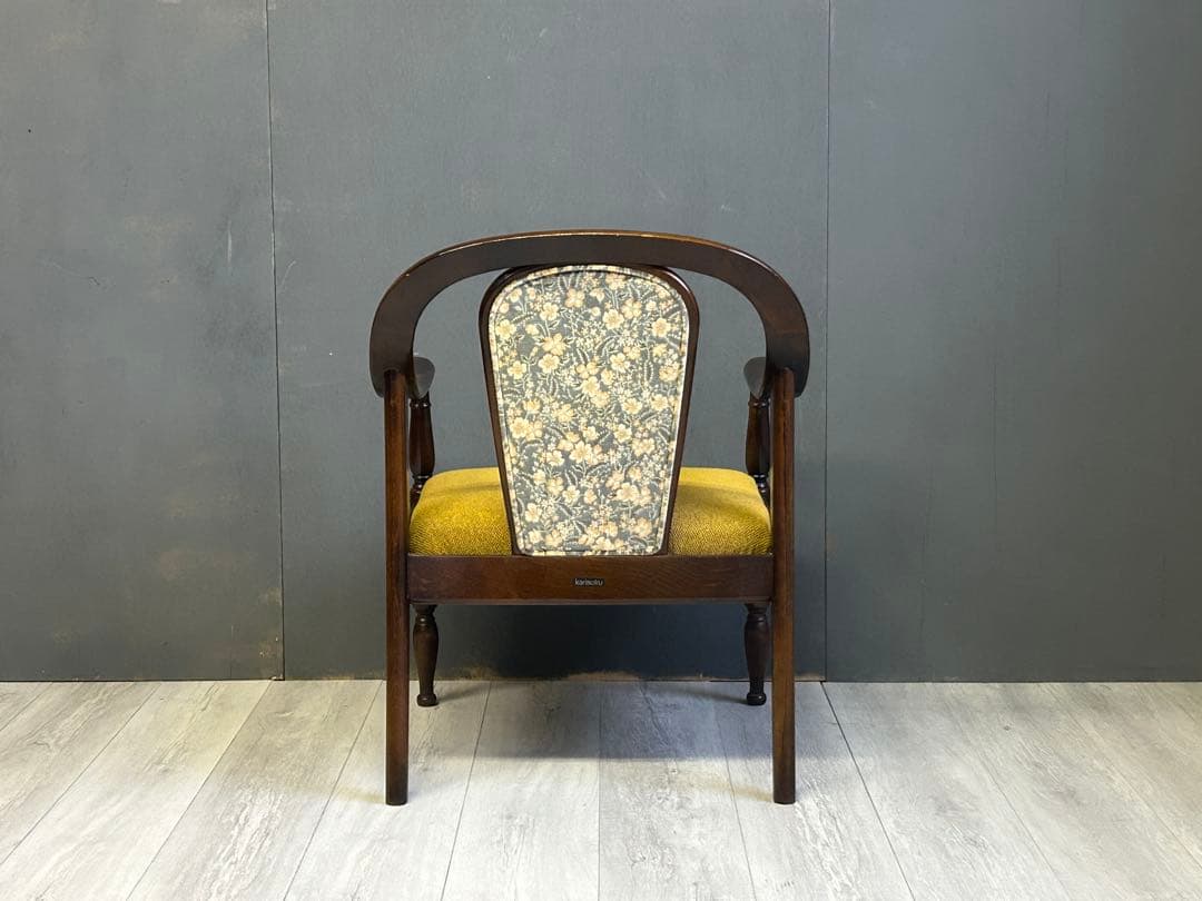 リメイク品　尾州生地　イエロー座面　カリモク　コロニアル　アームソファ　NI