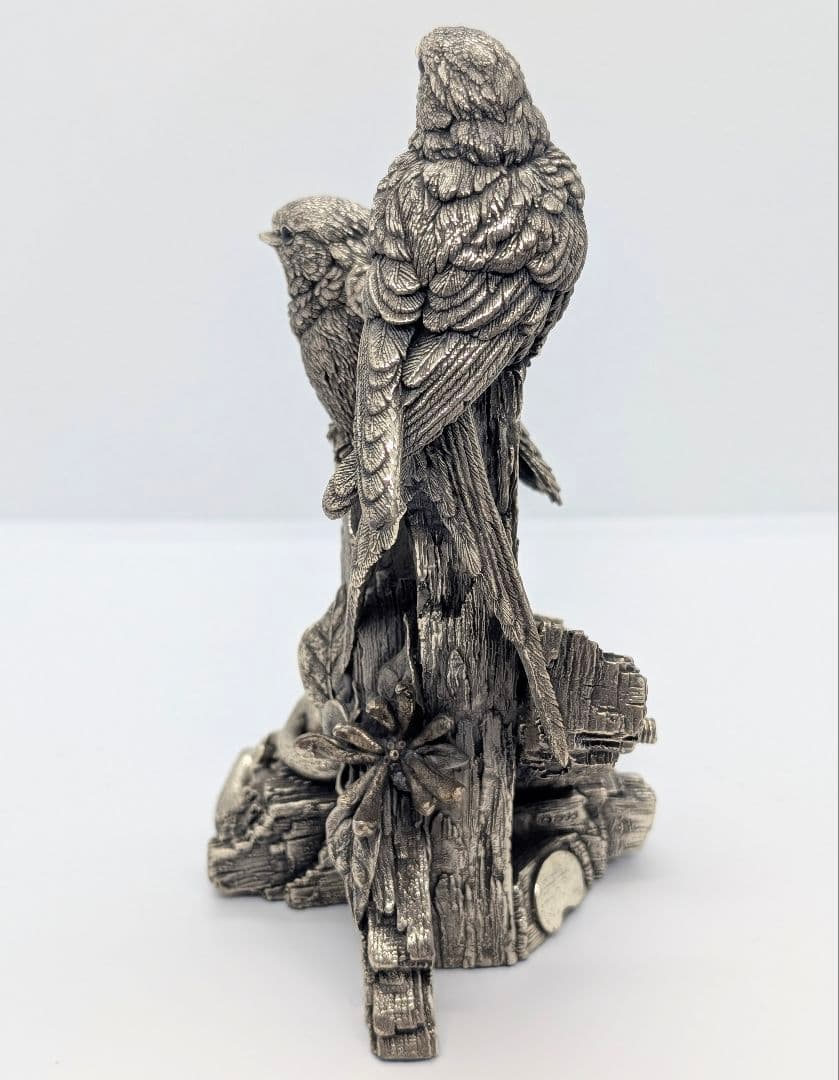 【極希少・重量630g】英国 カントリーアーティスト 純銀張り オブジェ 小鳥