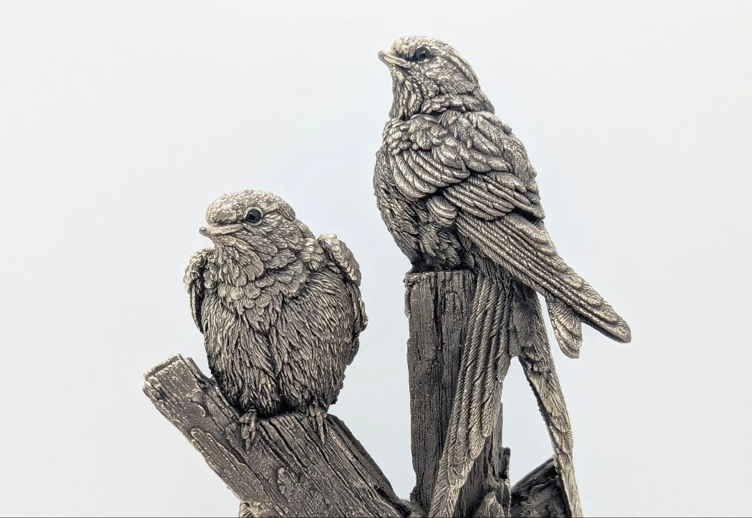 【極希少・重量630g】英国 カントリーアーティスト 純銀張り オブジェ 小鳥