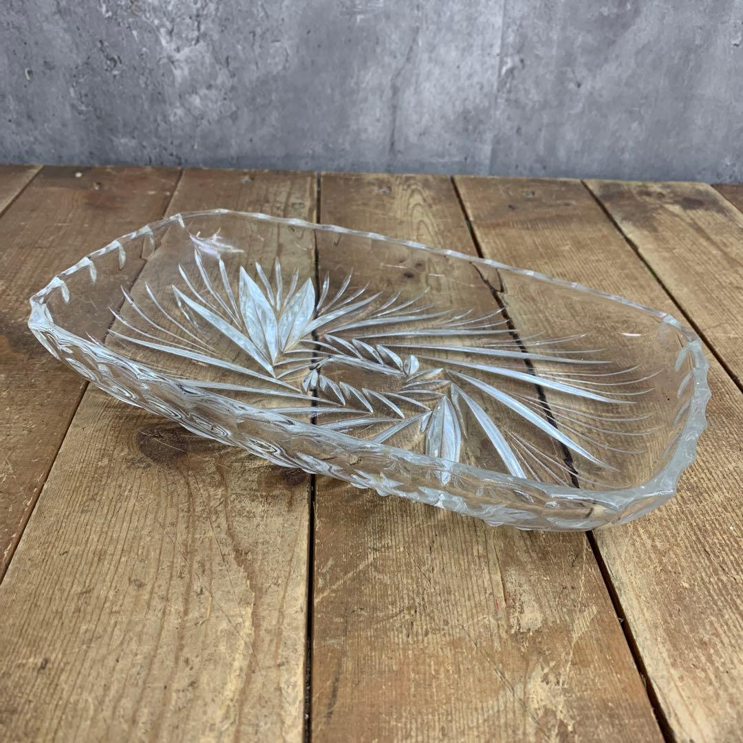 D-4 【昭和レトロ】ガラス プレート＆小皿 5点セット デザート皿 カットグラ