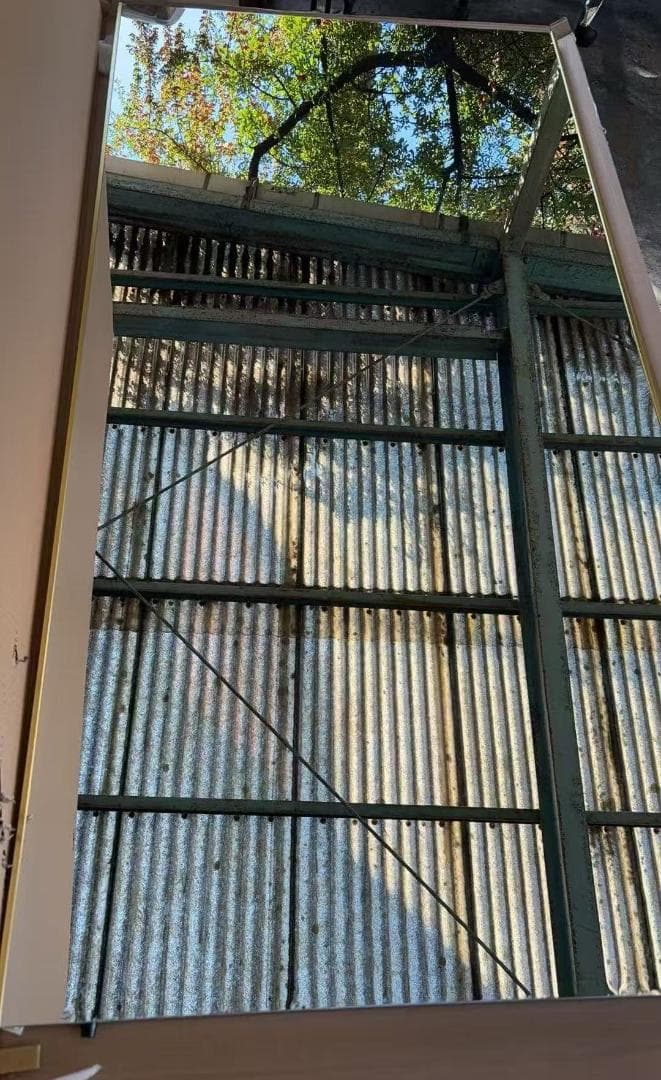 【中古】ダンスミラー 割れない鏡 幅80x160cm 姿見 金色 6番