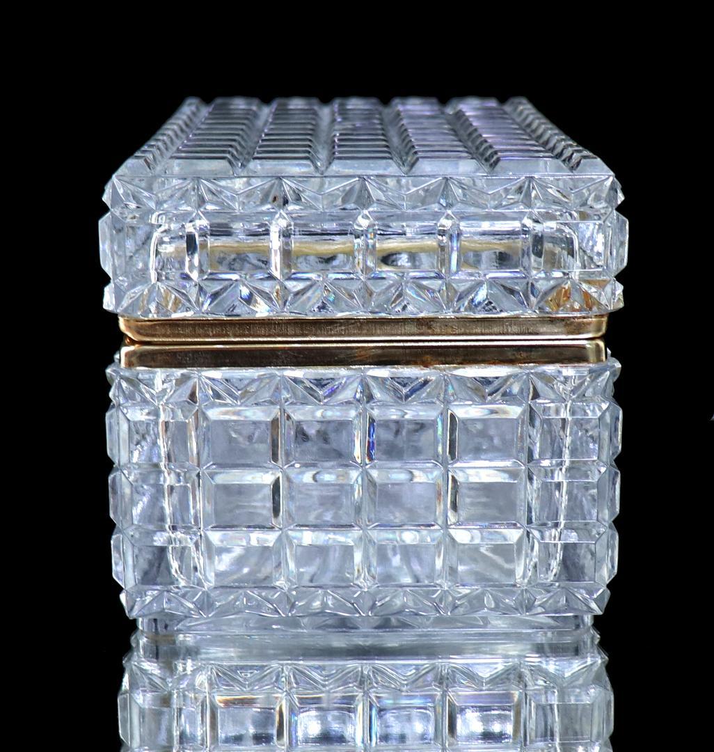 オールド・バカラ 珍品 特大サイズ 2.5kg 宝石箱 小物入れ 切子 金装飾