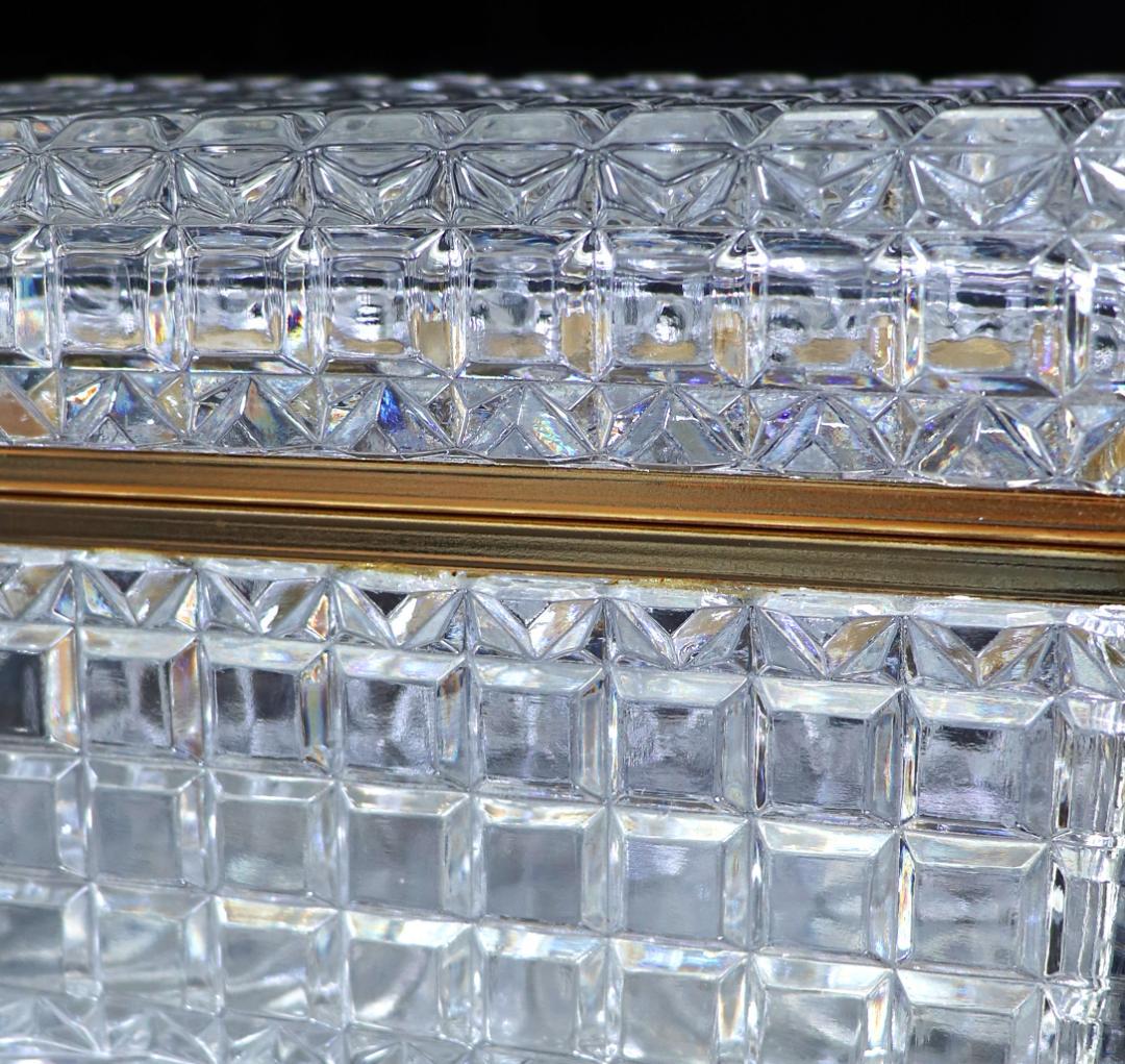 オールド・バカラ 珍品 特大サイズ 2.5kg 宝石箱 小物入れ 切子 金装飾