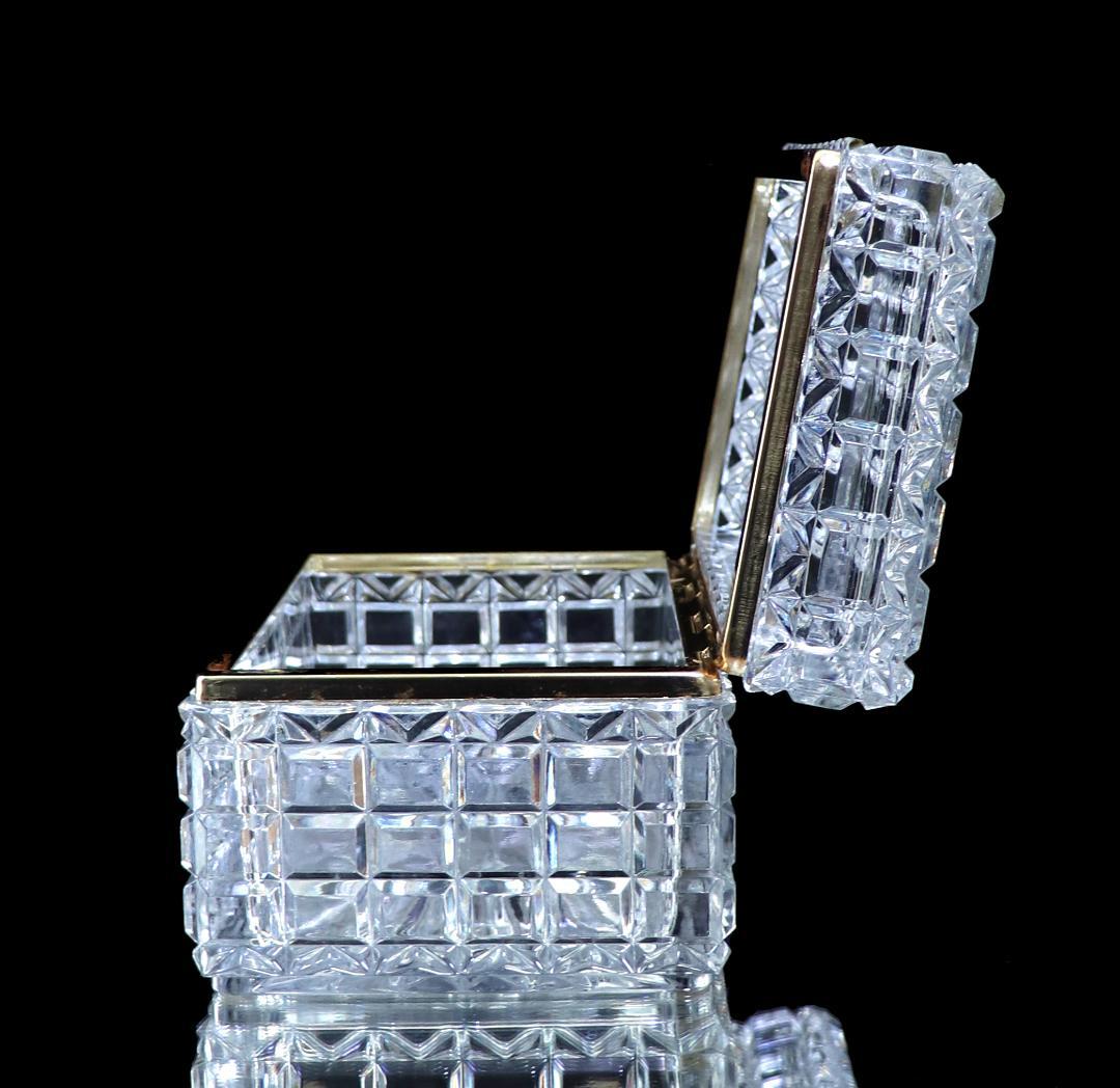 オールド・バカラ 珍品 特大サイズ 2.5kg 宝石箱 小物入れ 切子 金装飾