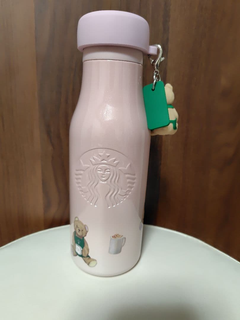 ジェラートピケ＆スタバ　ピケベアチャームステンレスボトルピンク