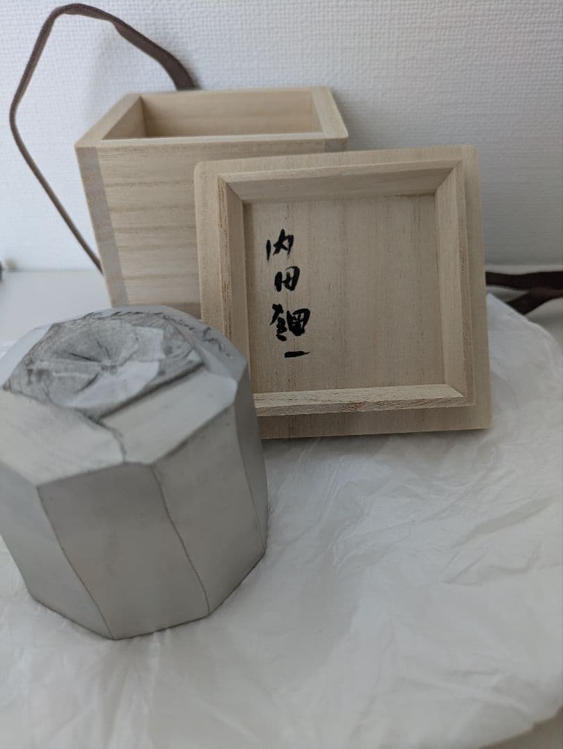 内田鋼一 白金彩面取 プラチナ彩 共箱 ぐい呑み UCHIDA KOUICHI