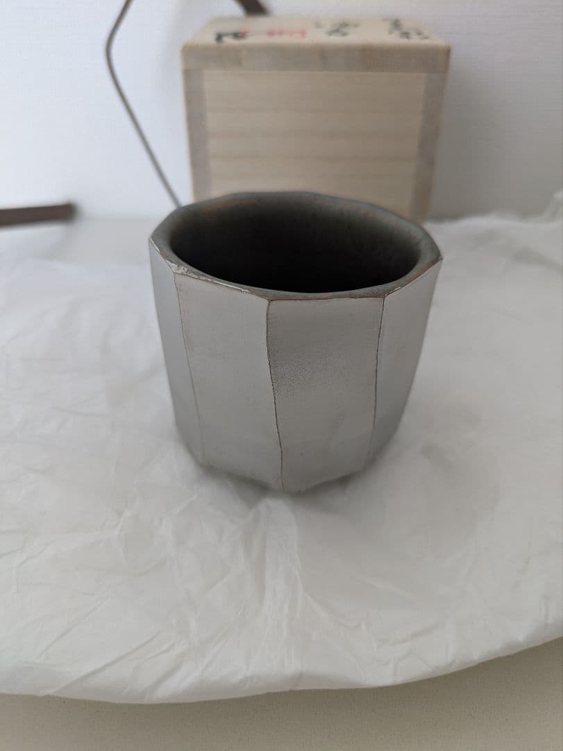 内田鋼一 白金彩面取 プラチナ彩 共箱 ぐい呑み UCHIDA KOUICHI