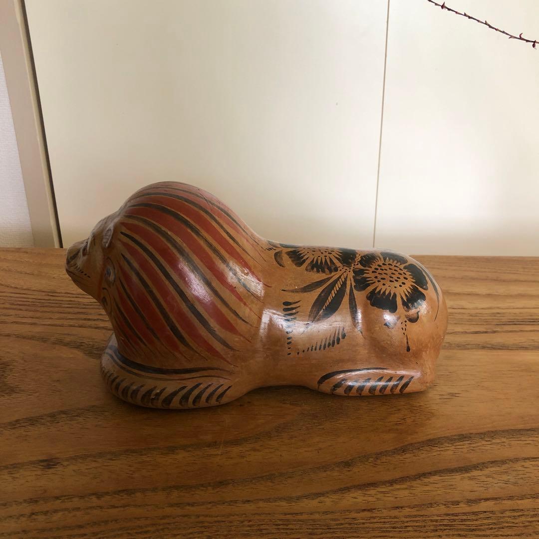 ヴィンテージ　メキシコ　陶器　置物　ライオン