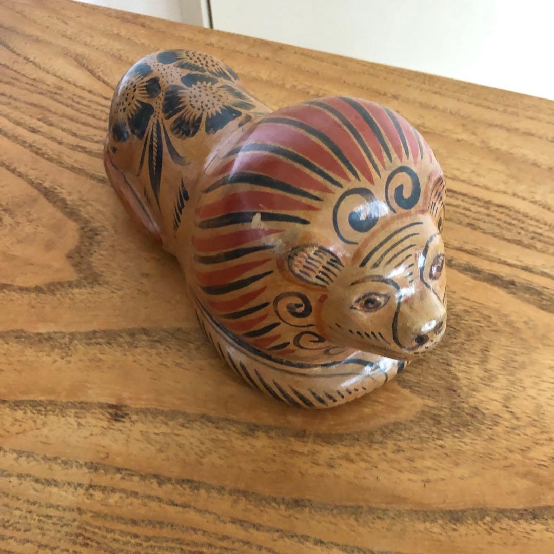 ヴィンテージ　メキシコ　陶器　置物　ライオン