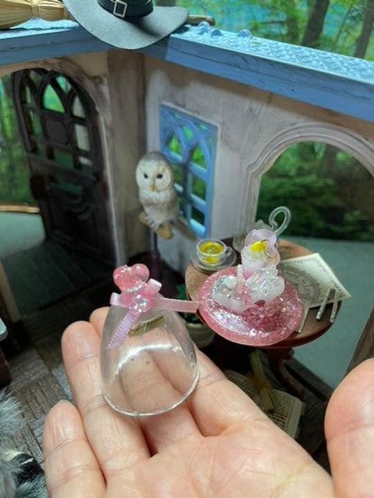 ピンククリスタルミニチュアカクテルオブジェ