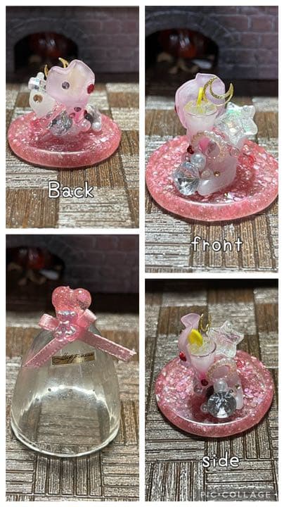 ピンククリスタルミニチュアカクテルオブジェ
