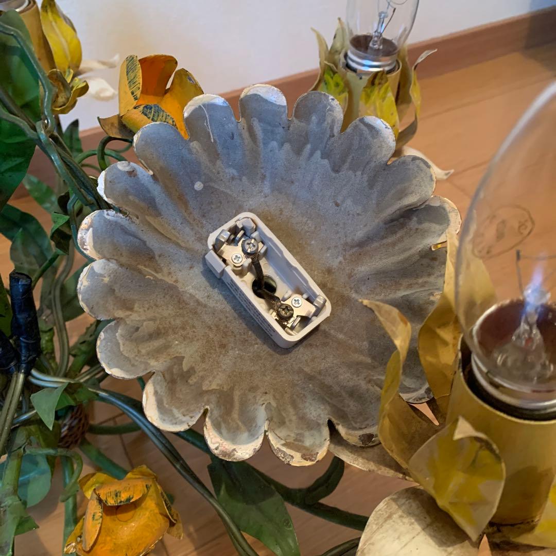 花モチーフ 6灯シャンデリア　ビンテージ　交渉可