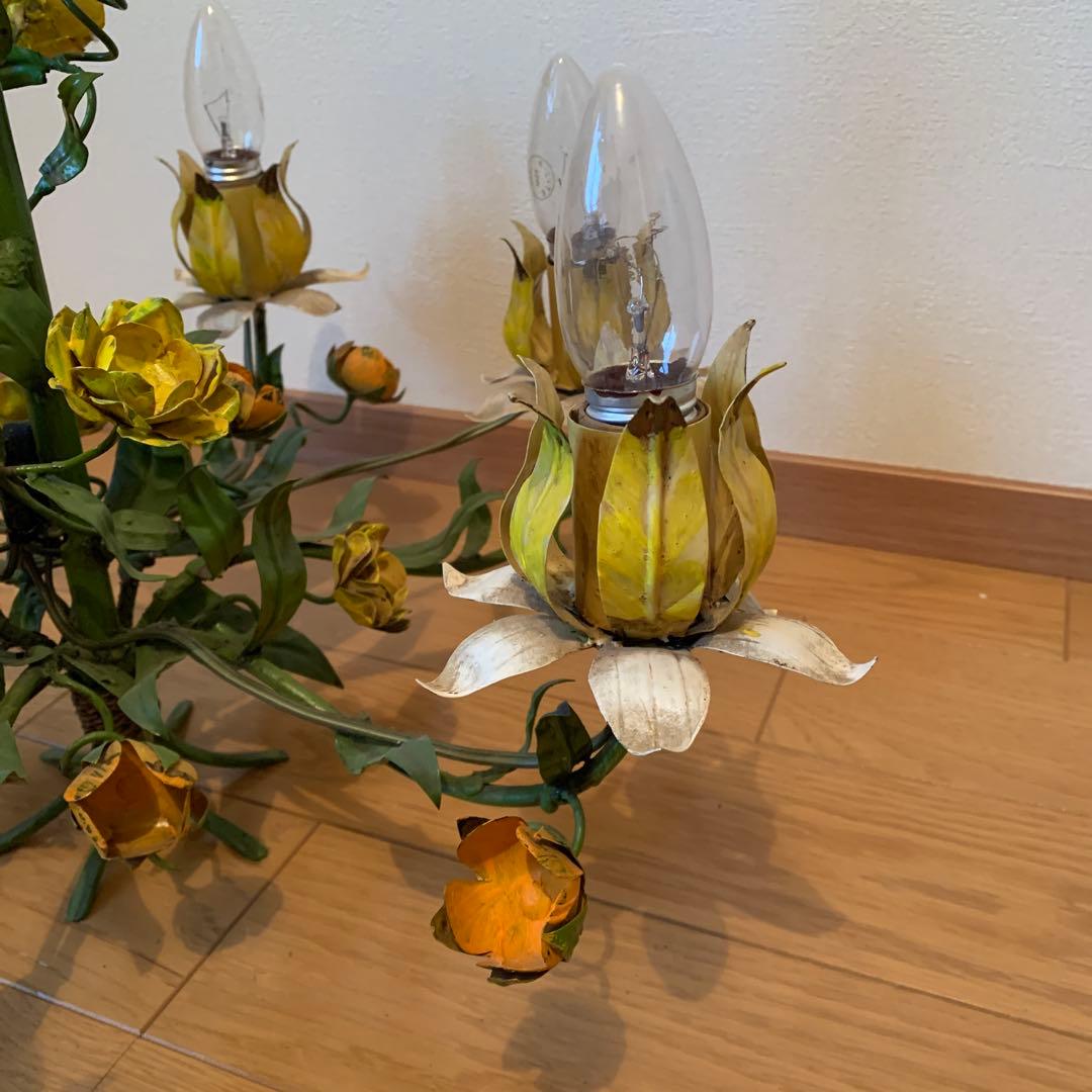 花モチーフ 6灯シャンデリア　ビンテージ　交渉可