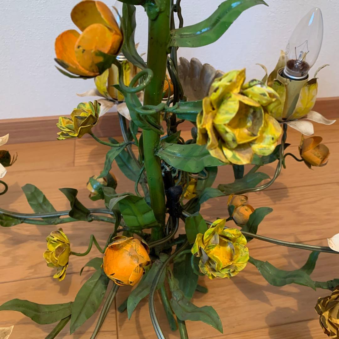 花モチーフ 6灯シャンデリア　ビンテージ　交渉可