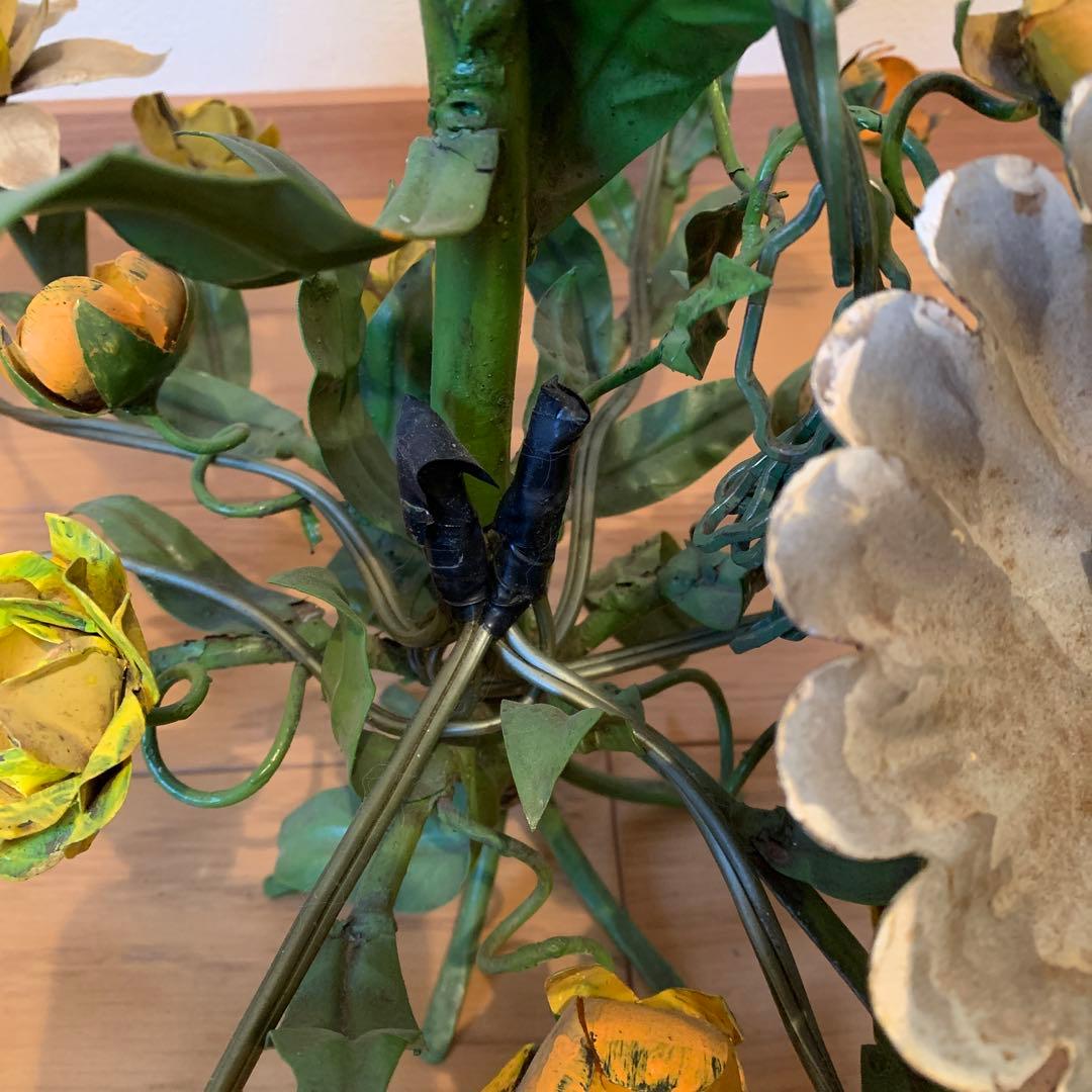 花モチーフ 6灯シャンデリア　ビンテージ　交渉可