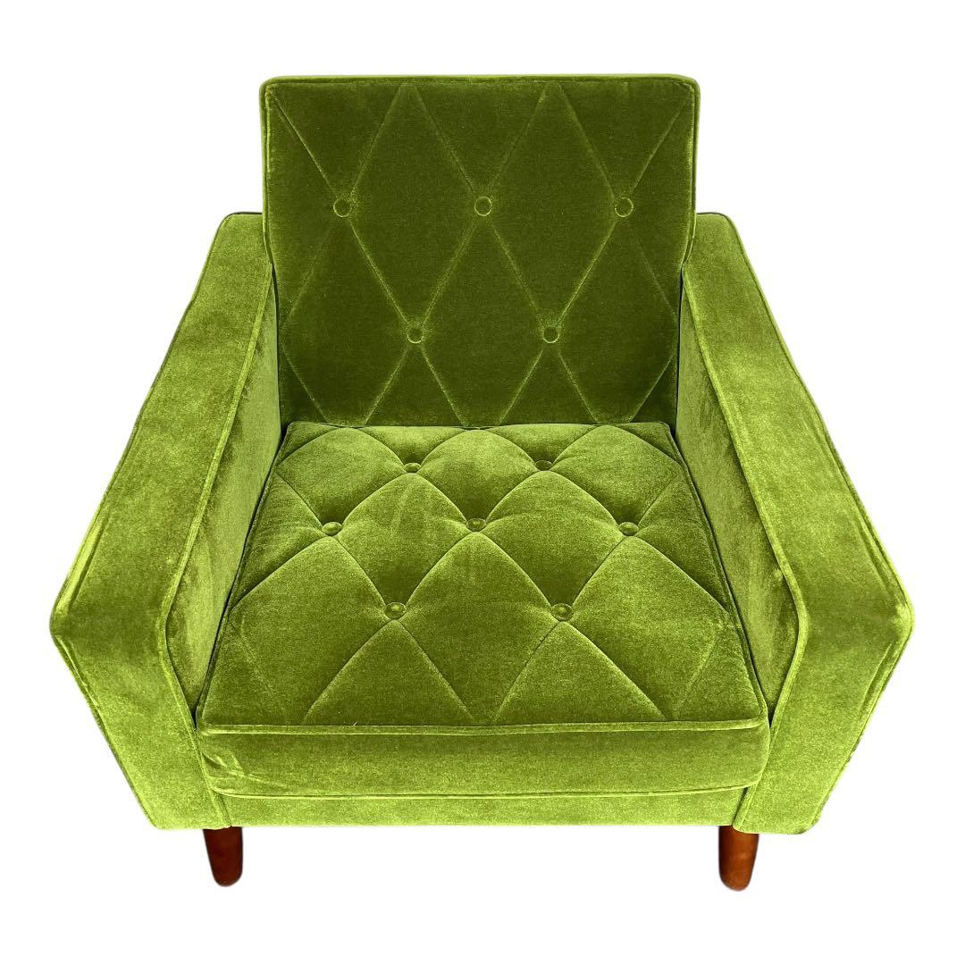 カリモク60　ロビーチェア　モケットグリーン 1人掛けソファ