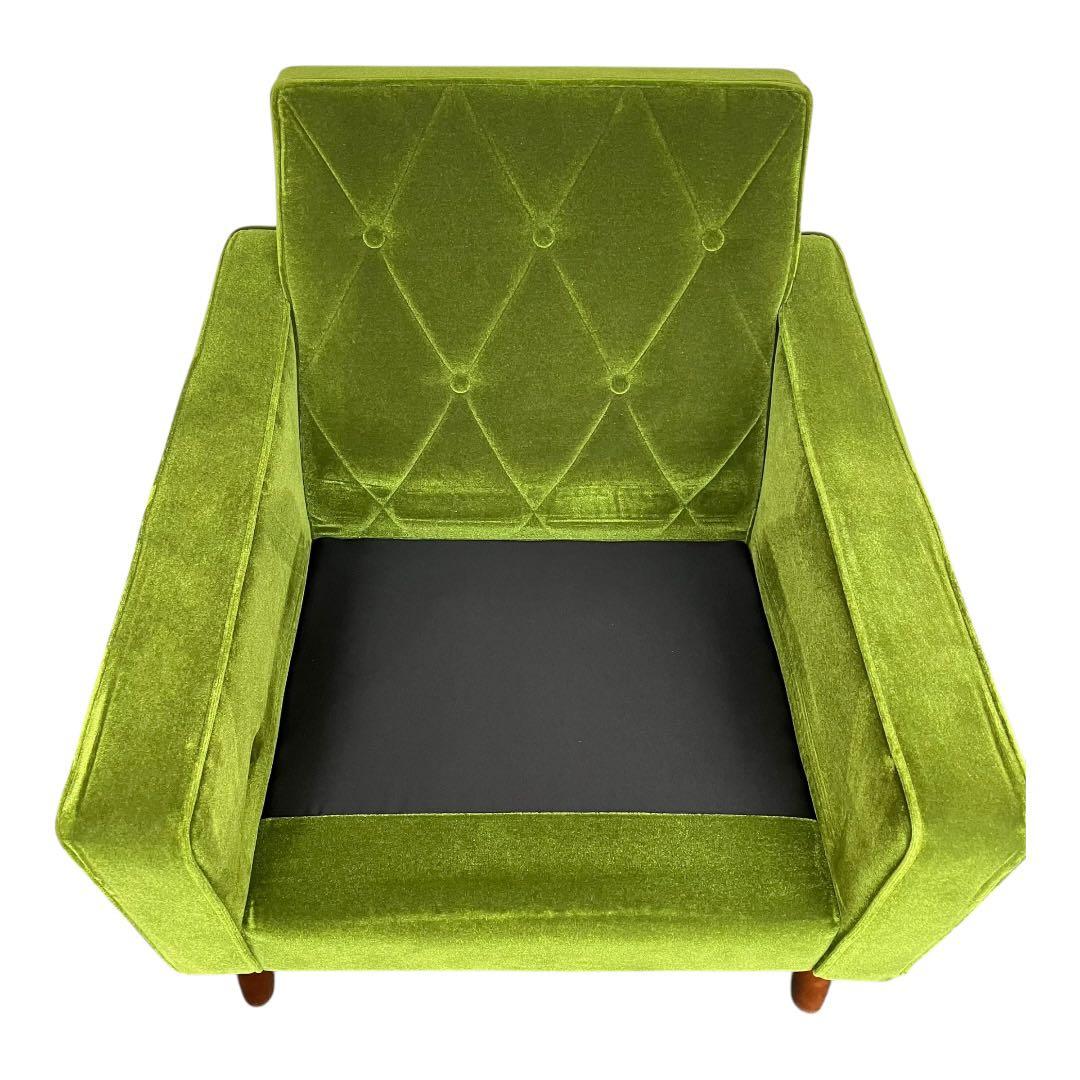 カリモク60　ロビーチェア　モケットグリーン 1人掛けソファ