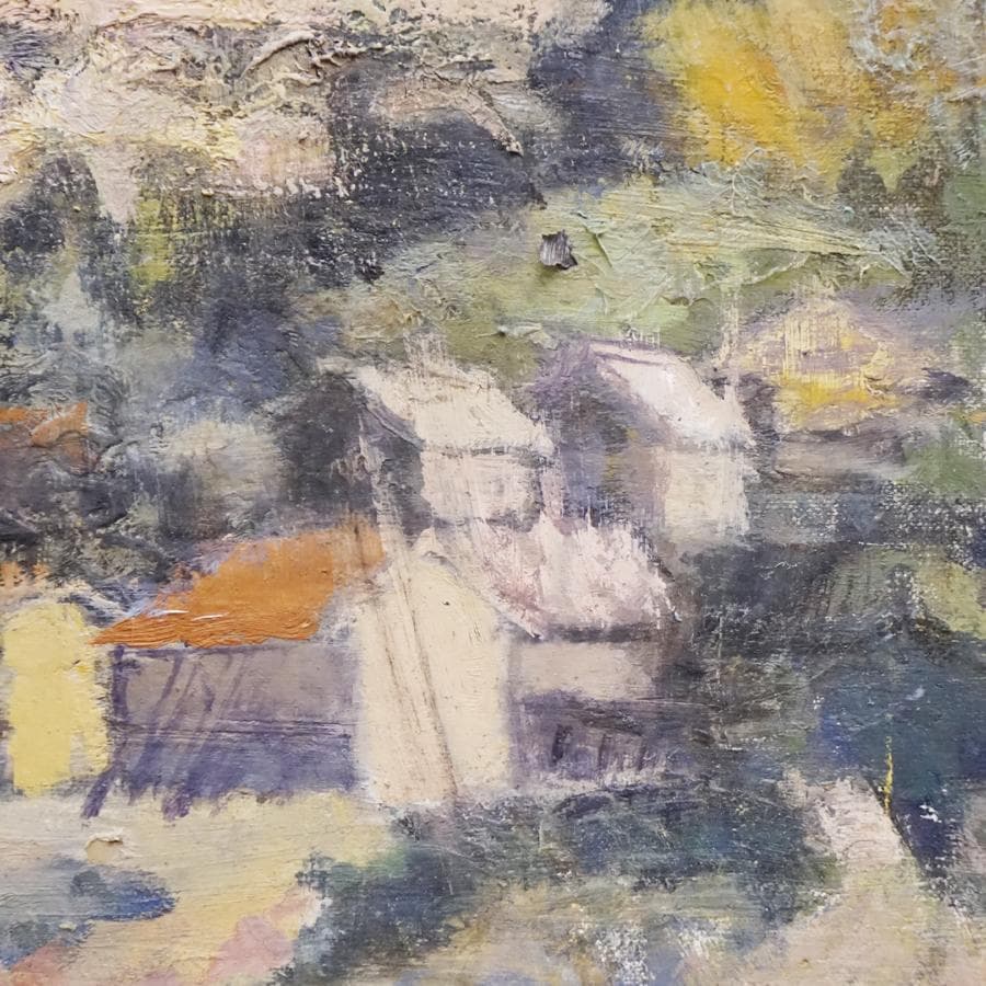 平田國廣『晩秋山村』10号 風景画 油彩 油絵 絵画 肉筆 額装