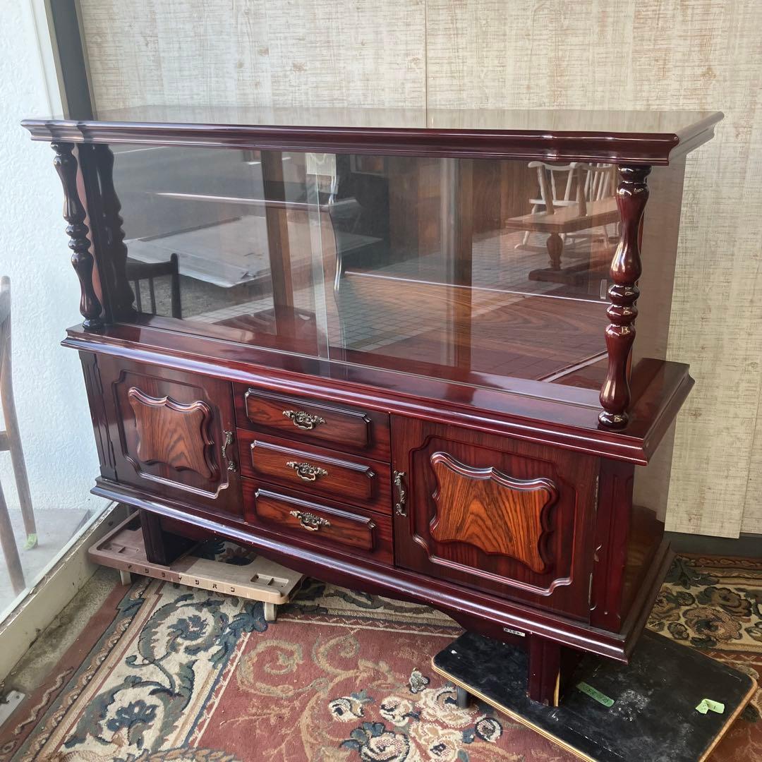 昭和レトロ ミッドセンチュリー 大型 木製サイドボード 飾り棚 古家具 古道具