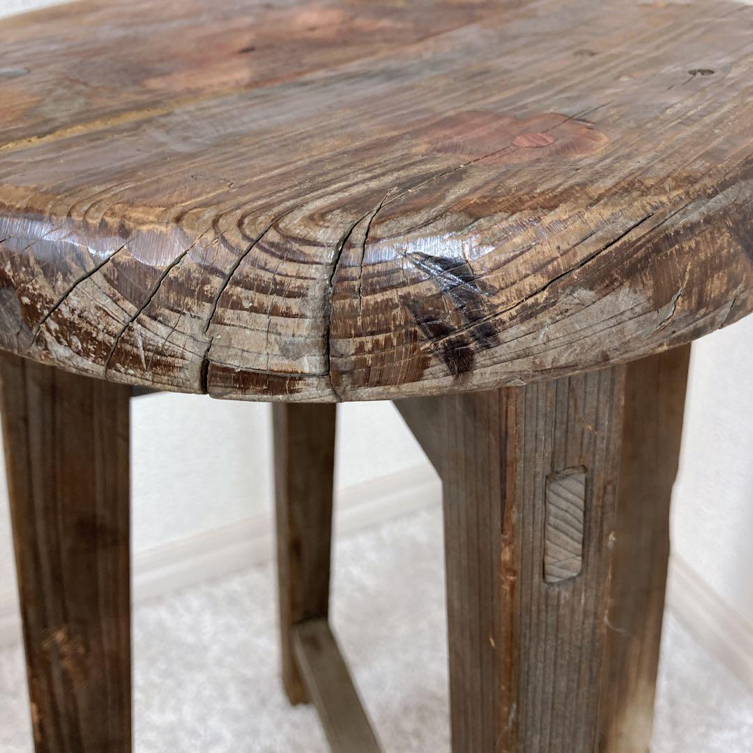 レトロ家具　丸椅子　木製スツール　古道具　古家具　昭和レトロ　飾台　アンティーク