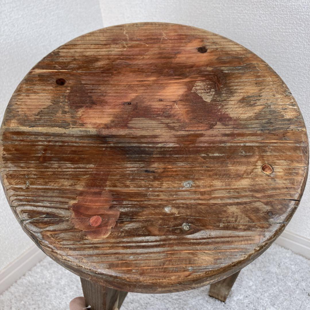 レトロ家具　丸椅子　木製スツール　古道具　古家具　昭和レトロ　飾台　アンティーク