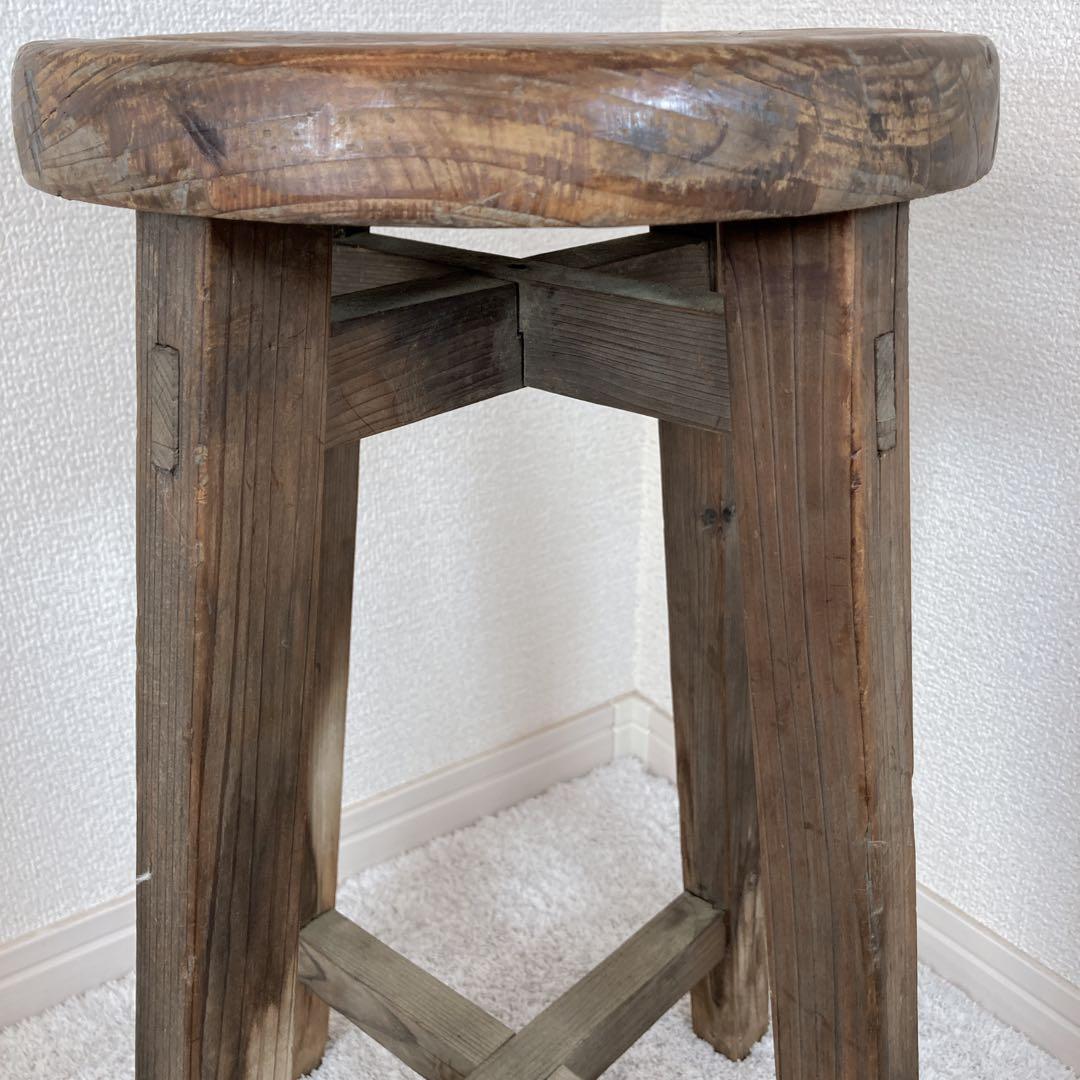 レトロ家具　丸椅子　木製スツール　古道具　古家具　昭和レトロ　飾台　アンティーク