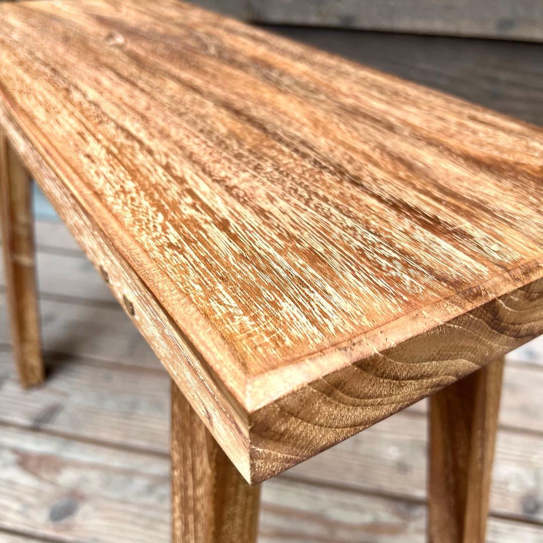 オールドチーク材 一枚板ベンチ60cm チーク無垢材 アンティーク調 スツール