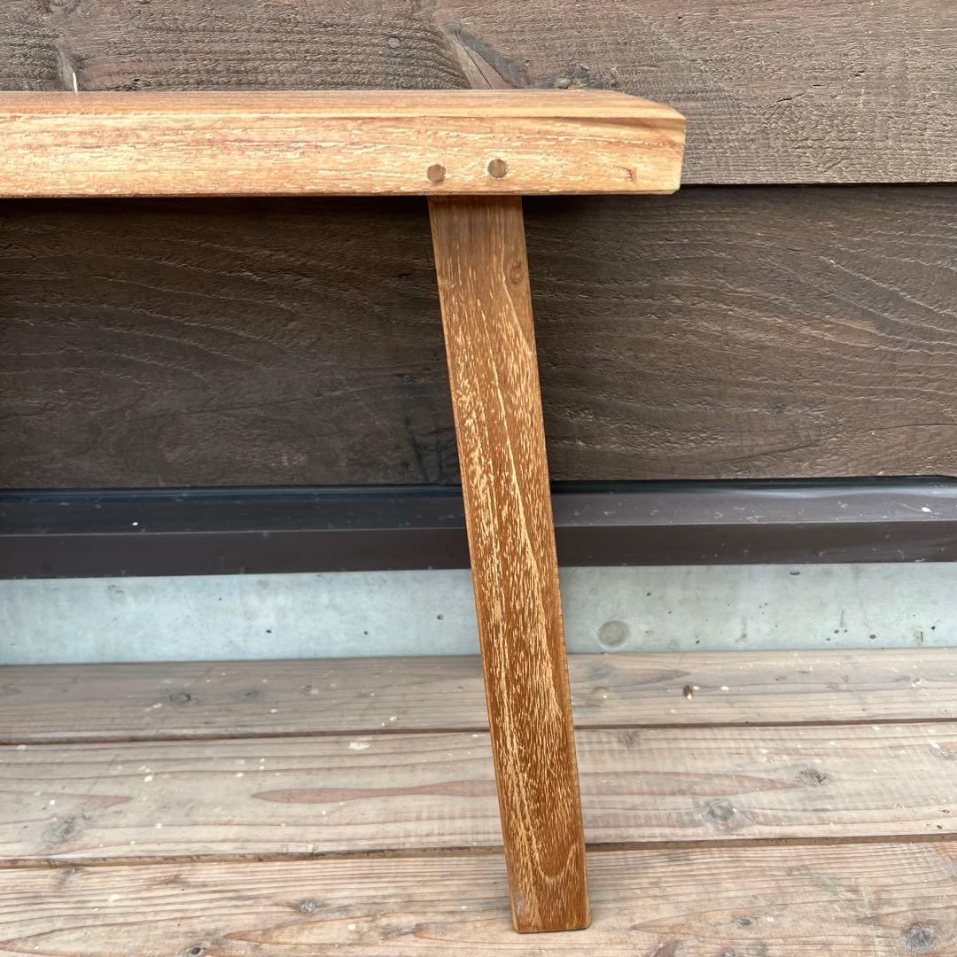 オールドチーク材 一枚板ベンチ60cm チーク無垢材 アンティーク調 スツール