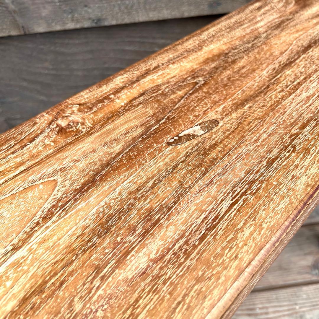 オールドチーク材 一枚板ベンチ60cm チーク無垢材 アンティーク調 スツール