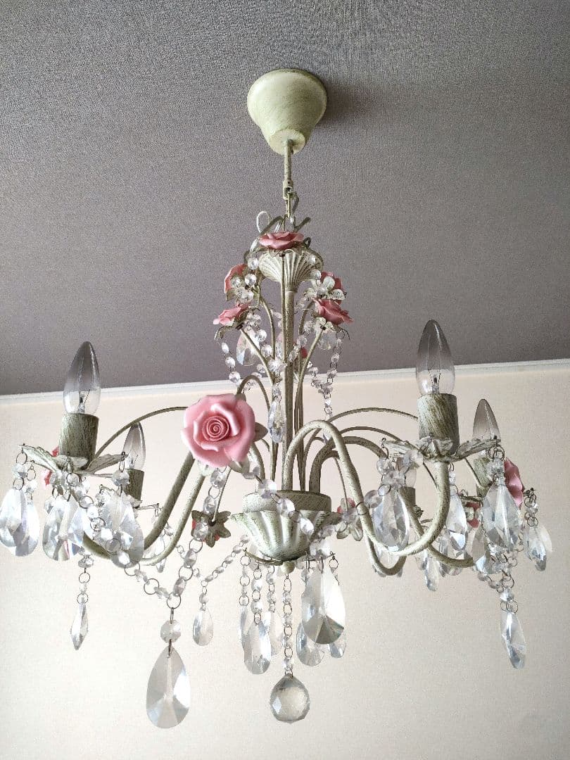 ローズ アンティーク風シャンデリア 6灯