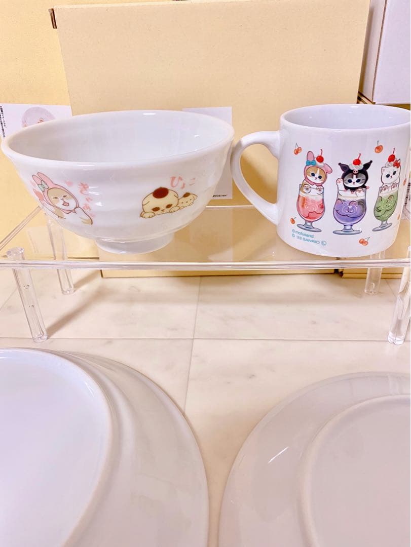 mofusand サンリオ 食器 トースト皿 パスタ皿 お茶碗 4点セット