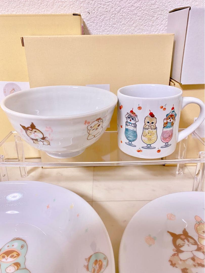 mofusand サンリオ 食器 トースト皿 パスタ皿 お茶碗 4点セット