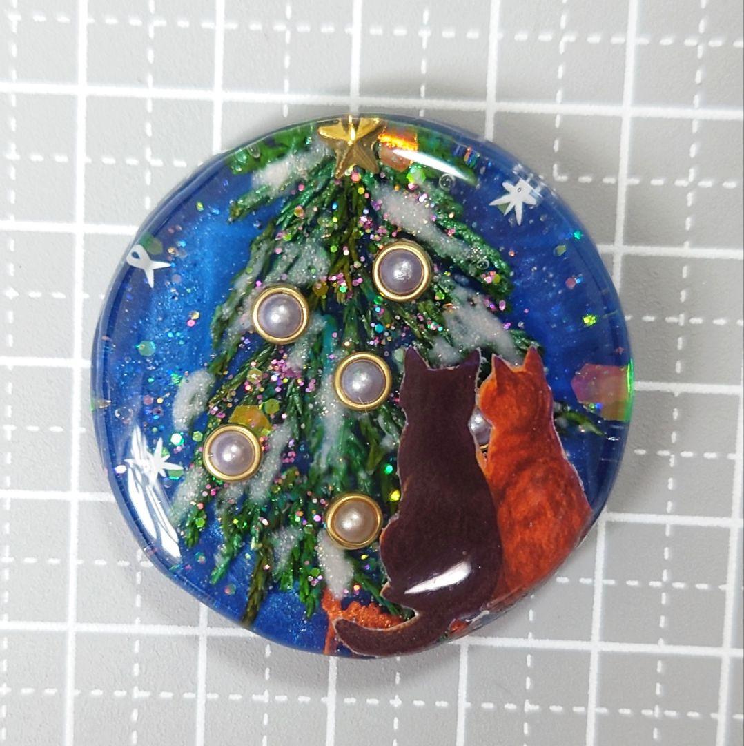 レジン　猫　ヘアゴム　ブローチ　ポニーフック　No.314