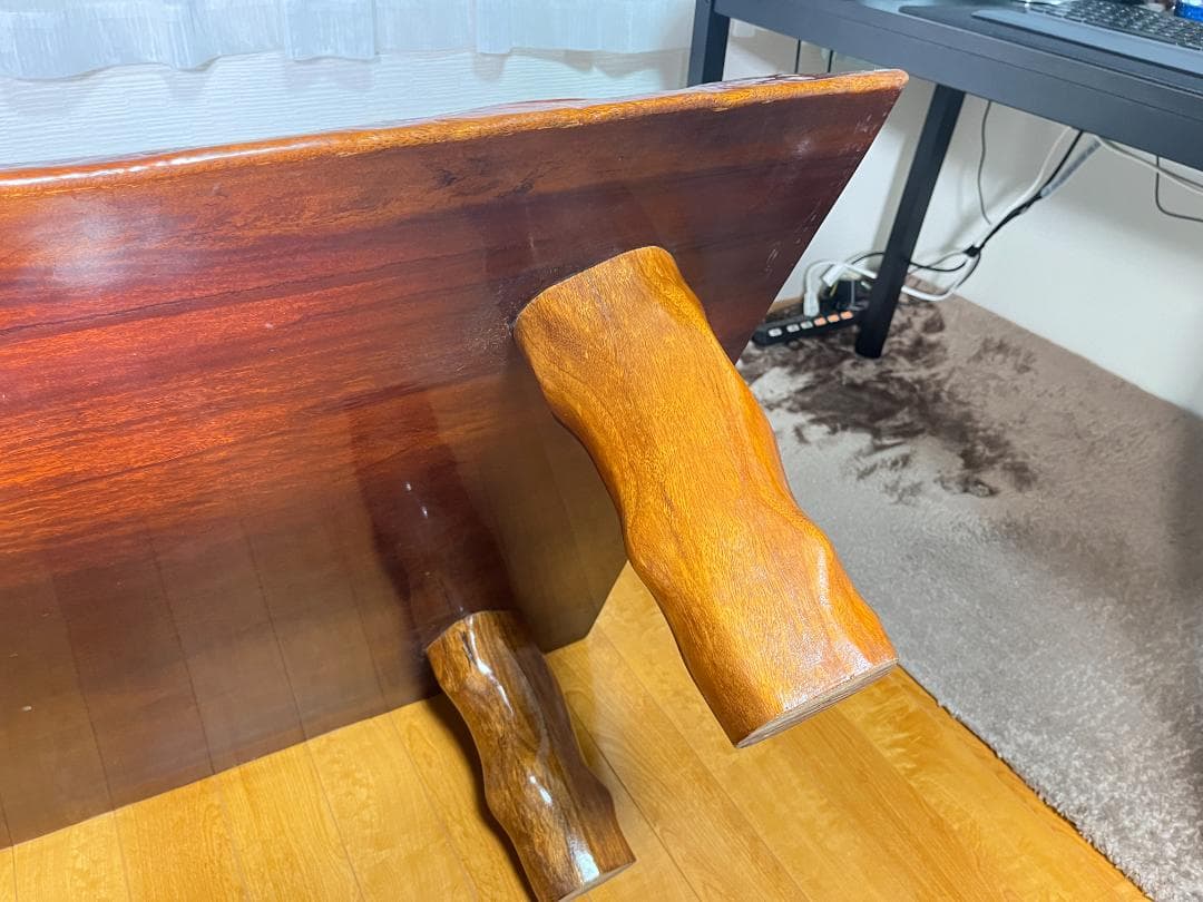 【送料無料】天然木 一枚板ローテーブル 木製座卓 約85×150cm 光沢仕様