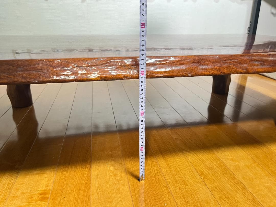 【送料無料】天然木 一枚板ローテーブル 木製座卓 約85×150cm 光沢仕様