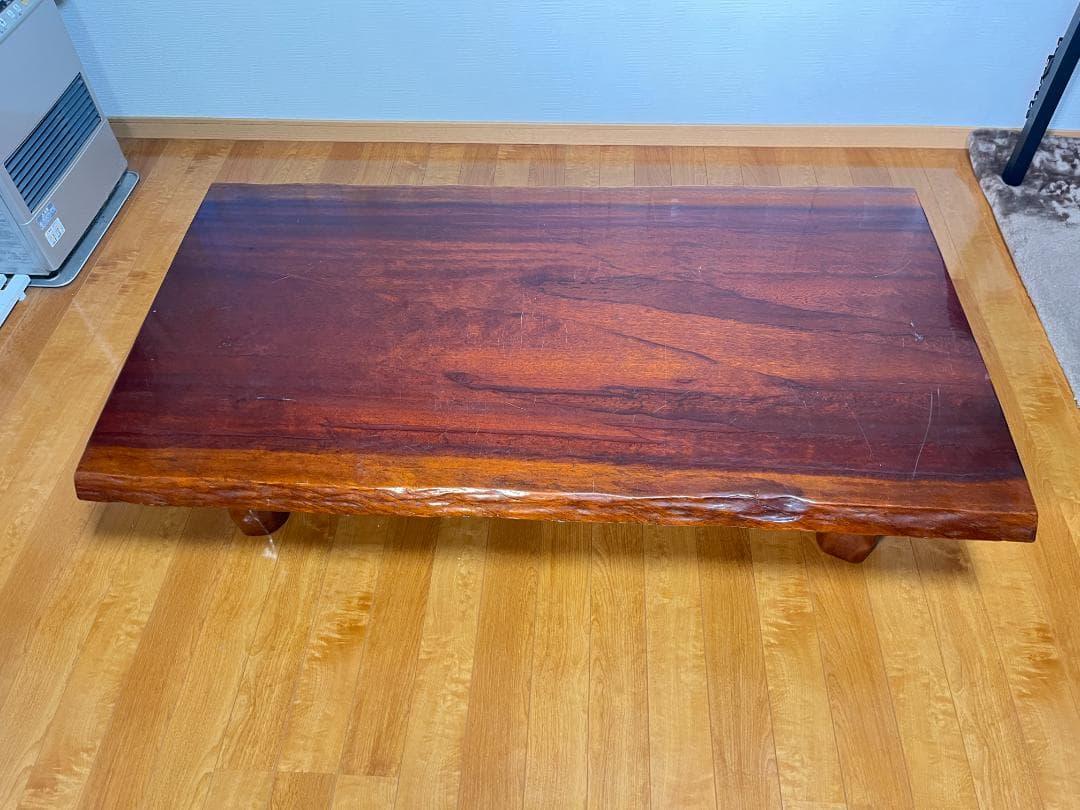 【送料無料】天然木 一枚板ローテーブル 木製座卓 約85×150cm 光沢仕様
