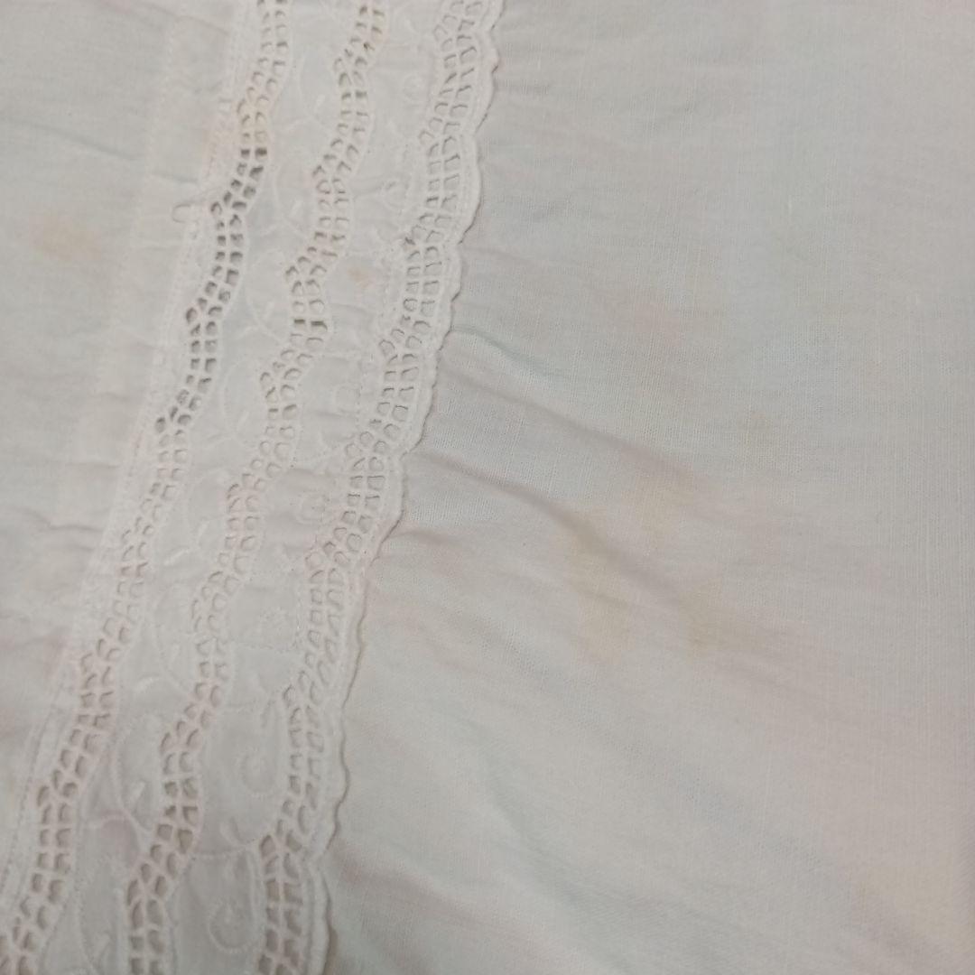 france vintage リネン＆コットン 花柄刺繍　 シーツ　ベッドカバー