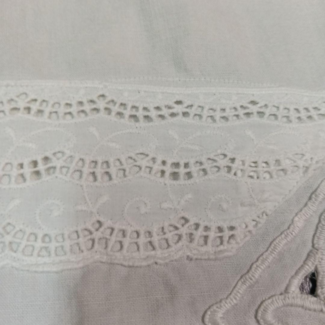 france vintage リネン＆コットン 花柄刺繍　 シーツ　ベッドカバー