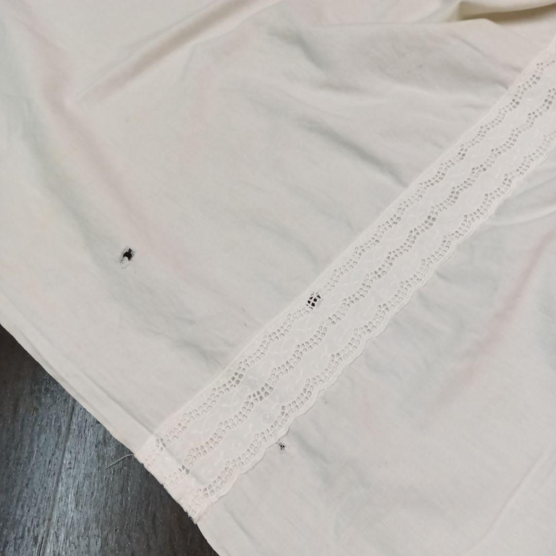 france vintage リネン＆コットン 花柄刺繍　 シーツ　ベッドカバー