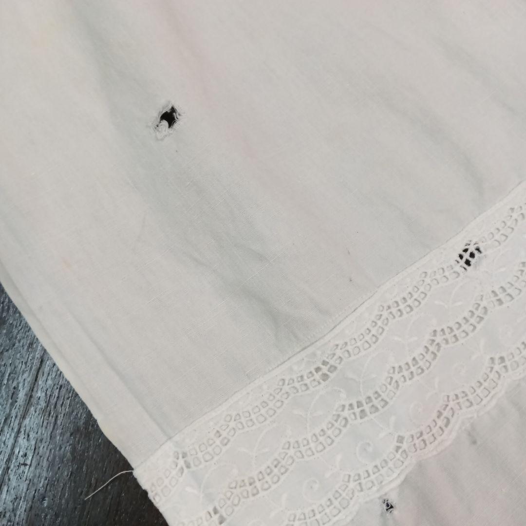 france vintage リネン＆コットン 花柄刺繍　 シーツ　ベッドカバー