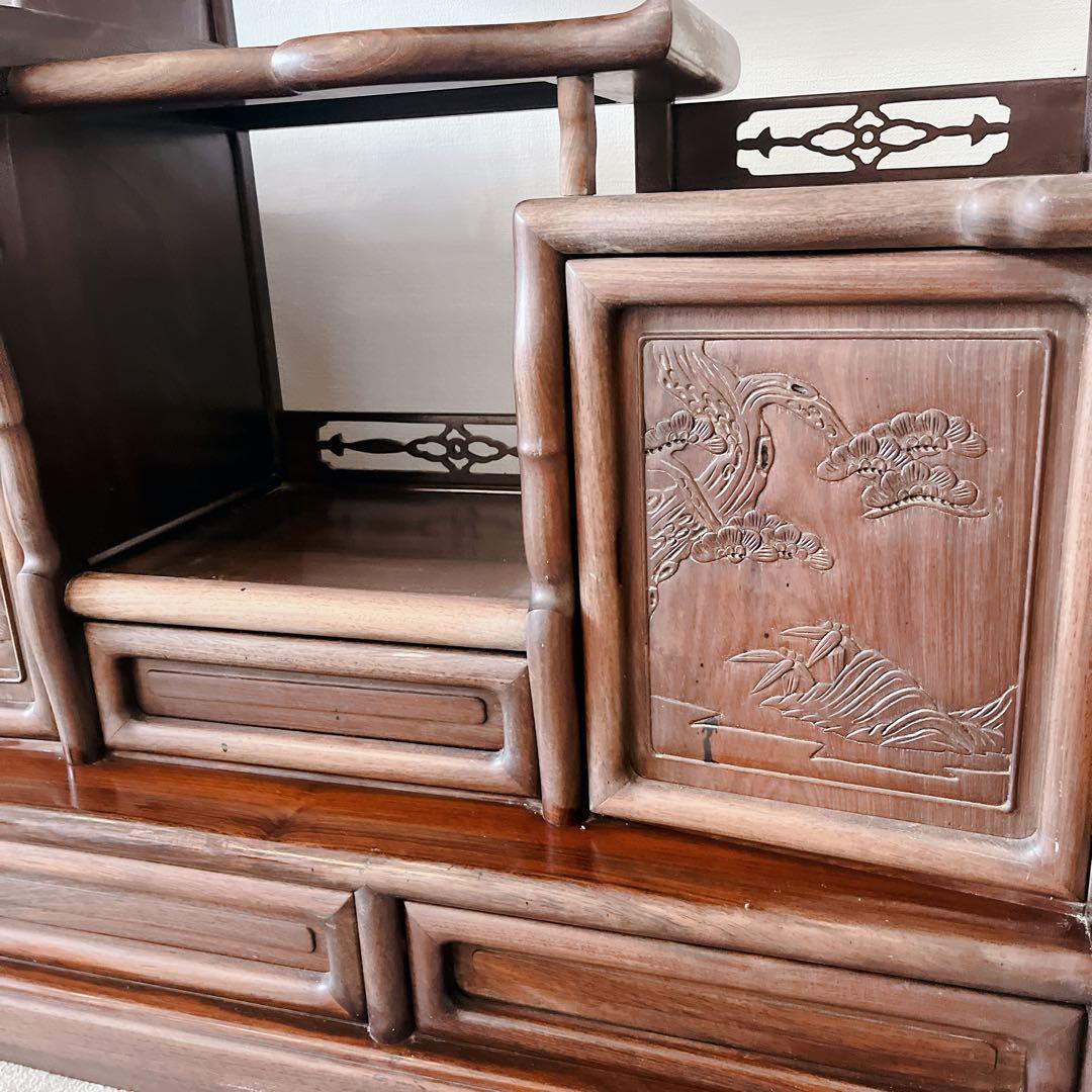 高級紫檀飾り棚 茶棚 飾り棚 唐木 飾り棚 昭和 紫壇 高級 和室 レトロ