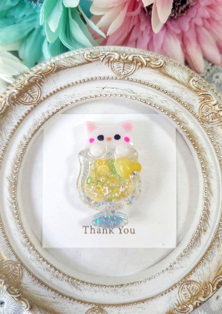 NO.10❤ねずみとお花❤ハンドメイド❤レジンヘアゴム❤ブローチ