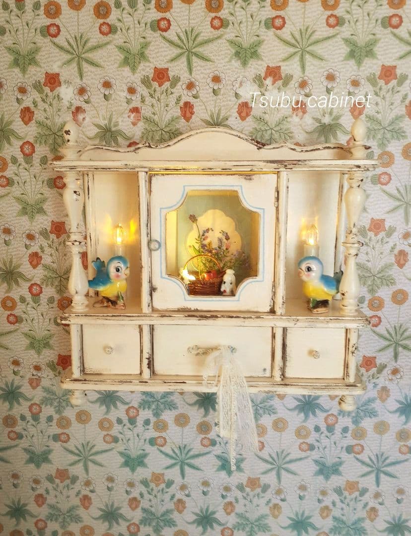 アンティーク・ヴィンテージ調　シャビー　ウォールシェルフ　キャビネット