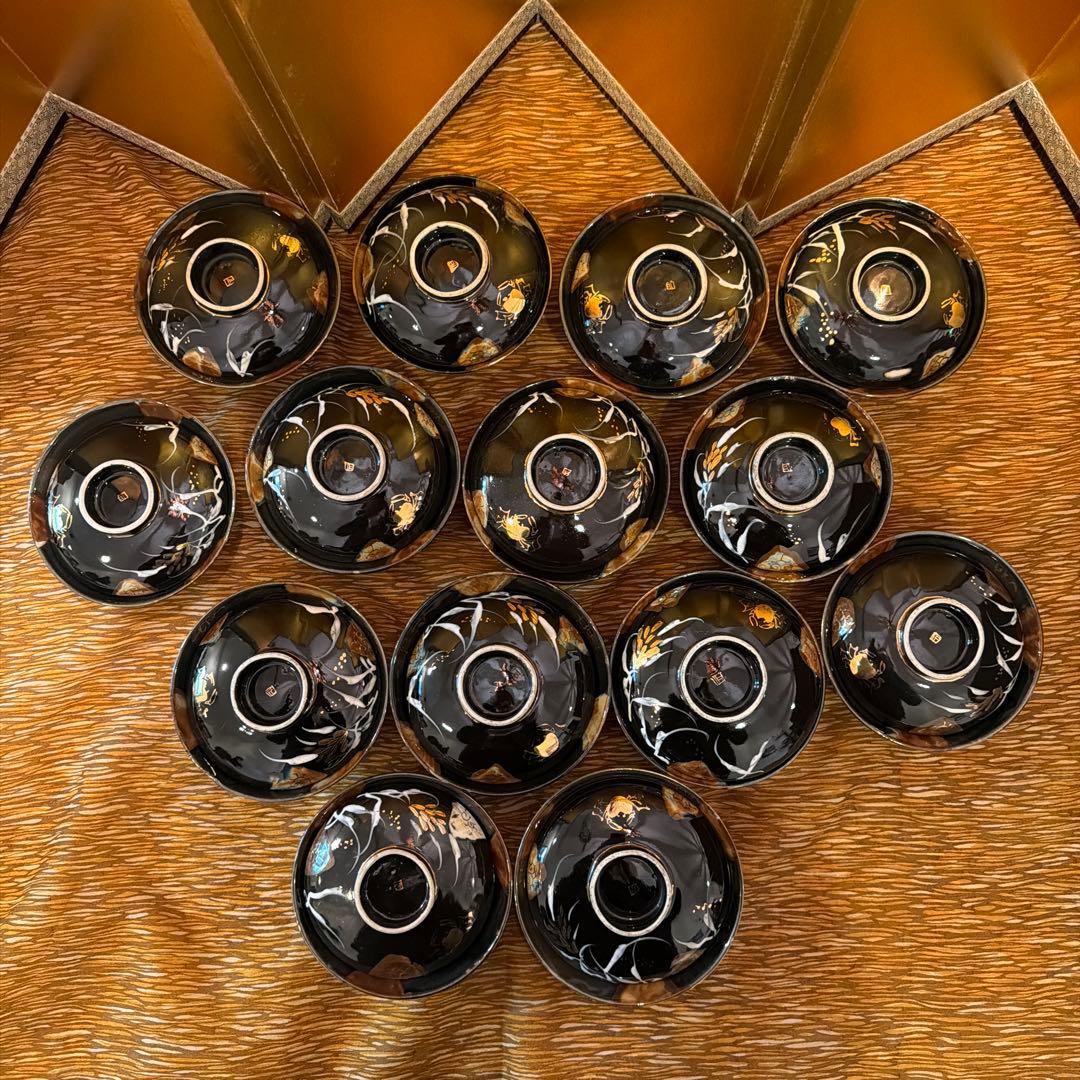 価格大幅改定！黒釉 蓋茶碗 14客揃 共箱 在銘 茶道具 懐石