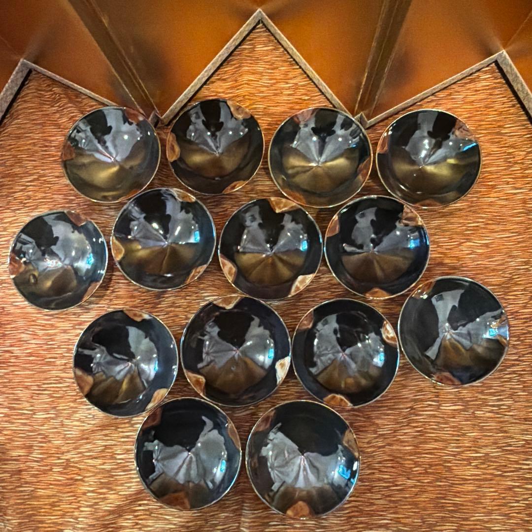 価格大幅改定！黒釉 蓋茶碗 14客揃 共箱 在銘 茶道具 懐石